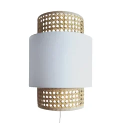 Abat-Jour Applique Murale Solaire Cannage Blanc