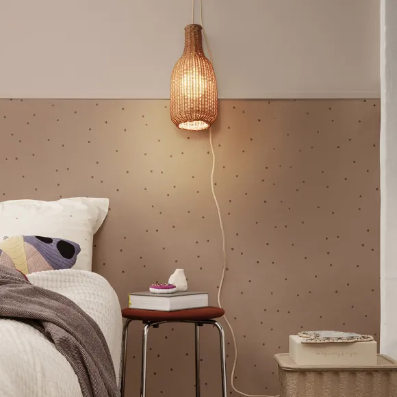 Abat-Jour Suspension Bouteille Rotin - Naturel