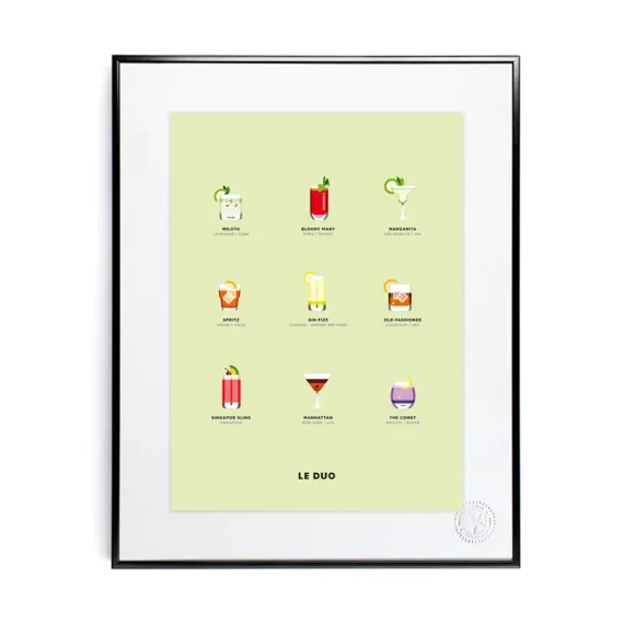 Affiche Le Duo Cocktails - 40 X 50 Cm