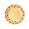 Assiette A Fleurs En Ceramique - Creme