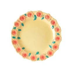 Assiette A Fleurs En Ceramique - Creme