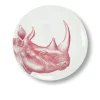 Assiette Plate Rhinoceros En Porcelaine - O 27 Cm