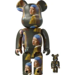 Bearbrick 400% + 100% Johannes Vermeer - La Jeune Fille A La Perle - 28 Cm