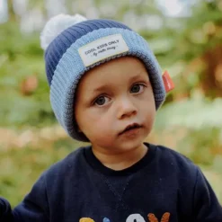 Bonnet Color Block - Bleu Et Blanc