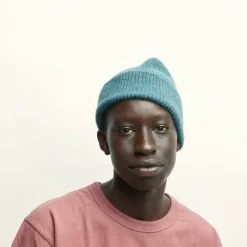 Bonnet En Laine Melangee - Petrol