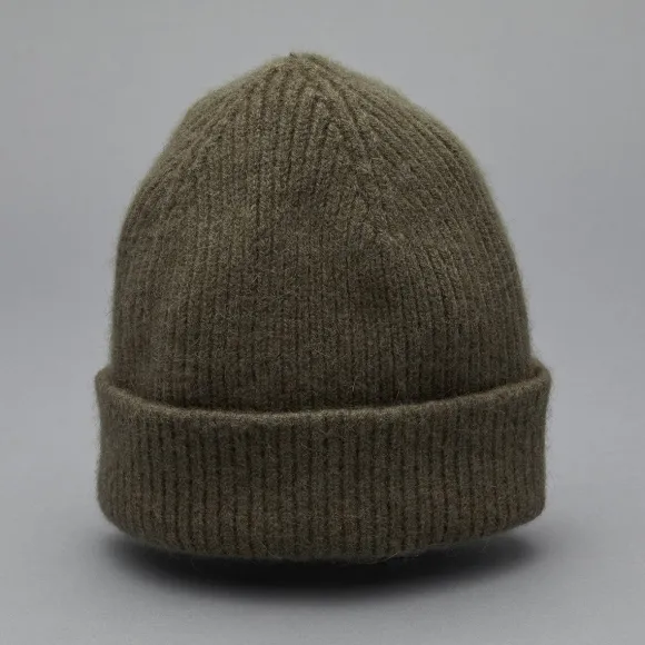 Bonnet En Laine Melangee - Kaki