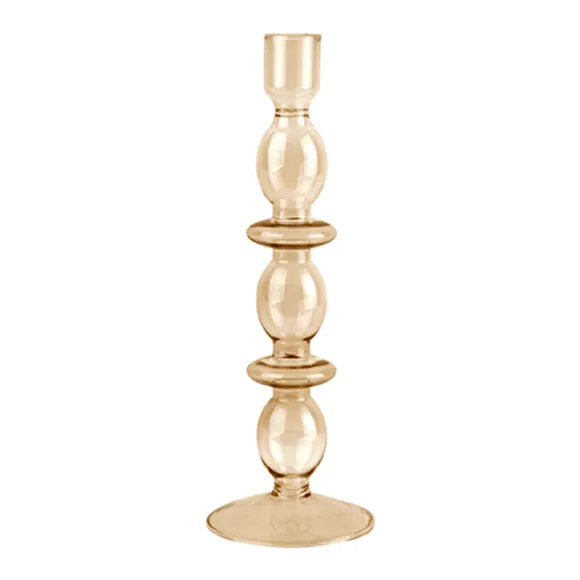 Bougeoir Art Bubbles En Verre - H 24 X O 8.5 Cm