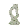 Bougeoir Tachete - H 17 Cm - Rose Et Vert