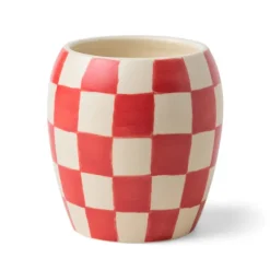 Bougie Damier En Porcelaine - Rose & Santal