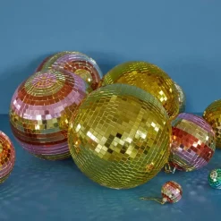 Boule Disco O 18 Cm - Rayures Rose