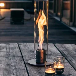 Cheminee / Feu De Table Spin 90 - O 19 X 40,5 Cm - Argent