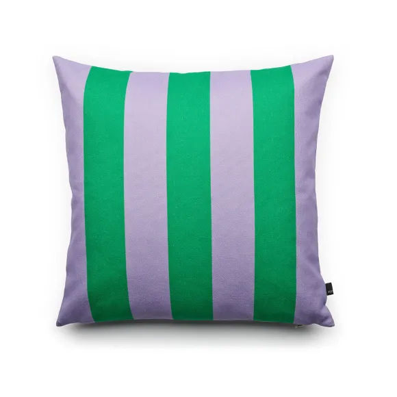 Coussin A Rayures - 60 X 60 Cm - Vert/Violet