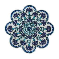 Dessous De Plat Fleur En Ceramique - Bleu
