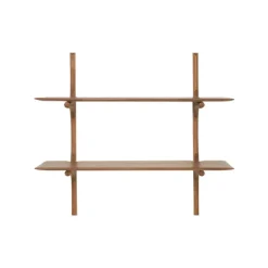 2 Etagères Murales Pi En Acajou Verni - 100 X 35 X 91 Cm