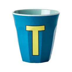 Gobelet Lettre T En Melamine - Bleu Fonce
