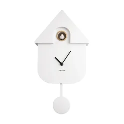 Horloge Modern Cuckoo En Metal L 21.5 X H 41 Cm - Blanc