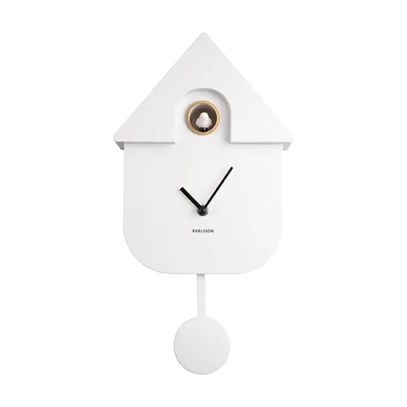 Horloge Modern Cuckoo En Metal L 21.5 X H 41 Cm - Blanc