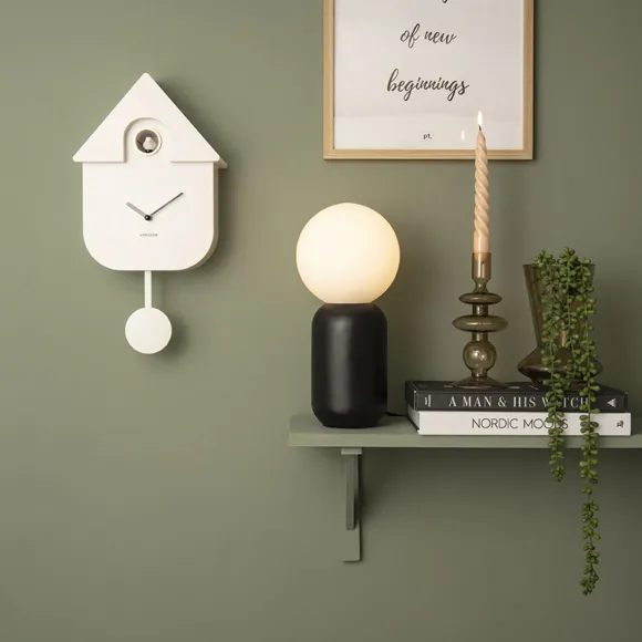 Horloge Modern Cuckoo En Metal L 21.5 X H 41 Cm - Blanc