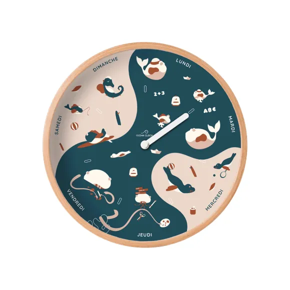 Horloge Semaine Pour Enfant En Bois - Bleu