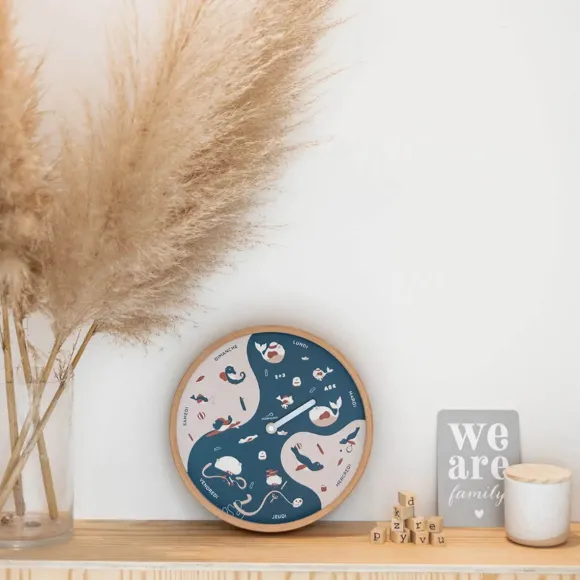 Horloge Semaine Pour Enfant En Bois - Bleu