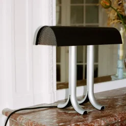 Lampe De Table Anagram - O 14 X H 32,5 Cm - Fer Noir