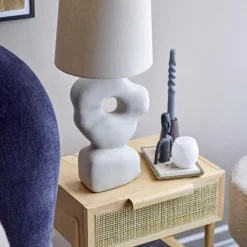 Lampe De Table Cathy En Gres Blanc - L36Xh53Xl25,5Cm