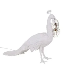 Lampe Paon En Resine - L 100 X L 29 X H 69 Cm