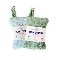 Lot De 2 Eponges Reutilisables - Vert / Bleu
