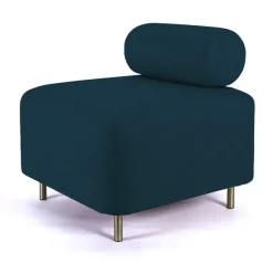 Ottoman Bovari Tissu Bleu Paon Nobilia 77