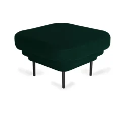 Ottoman Cornice Velours Vert Canard & Metal Noir