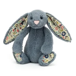 Peluche Lapin Blossom - H 18 Cm - Dusty Bleu