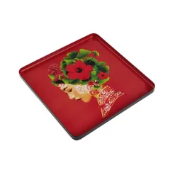 Plateau Carre Lotus En Fer - 30 X 30 Cm