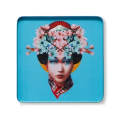 Plateau Carre Miss Fuji En Fer - 30 X 30 Cm