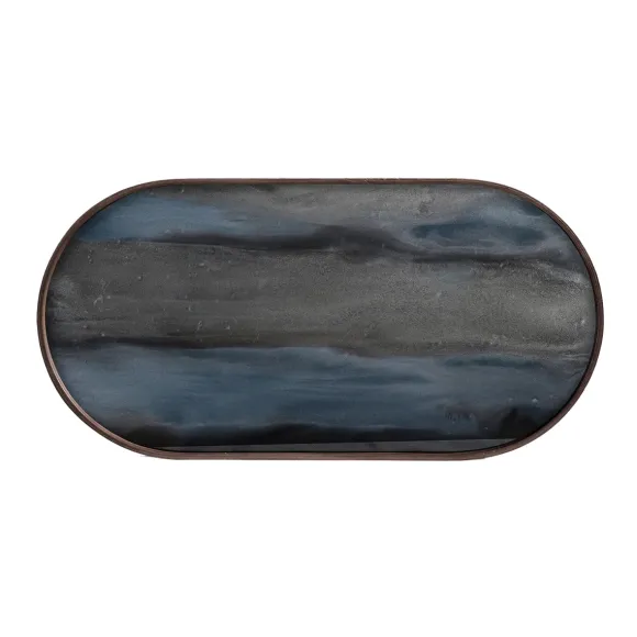 Plateau En Verre Graphite - Organic Glass Oblong - L 71 Cm