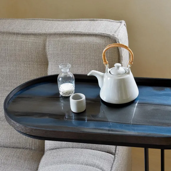 Plateau En Verre Graphite - Organic Glass Oblong - L 71 Cm