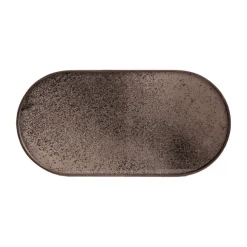 Plateau Ovale En Miroir - Bronze