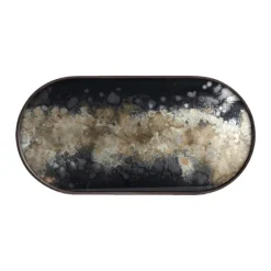 Plateau Ovale En Verre Black Organic