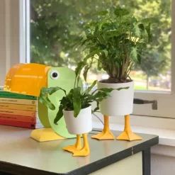 Pot / Jardiniere Pieds Canards - Jaune & Blanc