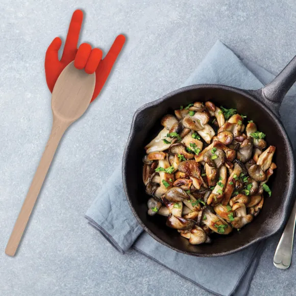 Repose-Cuillere & Porte-Couvercle Casserole Rock Hand - Main Rouge