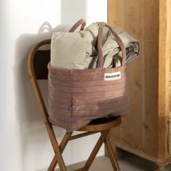 Sac Weekend A Rayures - Camel & Ultramarine Blue