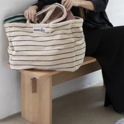 Sac Weekend A Rayures - Cream & Ink