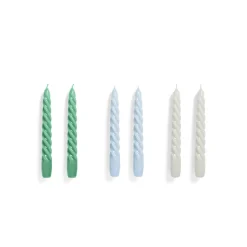 Set De 6 Bougies Twist - Vert/Bleu/Gris