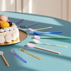 Set De 2 Cuilleres En Verre - Rose/Blanc