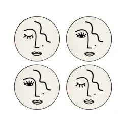 Set De 4 Dessous De Verre Face Blanc