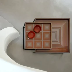 Set De 2 Tables A Plateau Square En Metal Et Bois - L 39 / 52 Cm