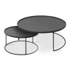Set De 2 Tables Basses Pour Plateaux Ronds En Metal Noir - O 62 Cm & O 93 Cm