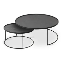 Set De 2 Tables Basses Pour Plateaux Ronds En Metal Noir - O 62 Cm & O 93 Cm