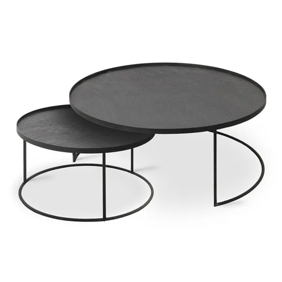 Set De 2 Tables Basses Pour Plateaux Ronds En Metal Noir - O 62 Cm & O 93 Cm