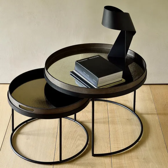 Set De 2 Tables Basses Pour Plateaux Ronds En Metal Noir - O 62 Cm & O 93 Cm