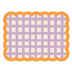 Set De Table Biscotti A Carreaux - 38 Cm X 48 Cm -Lilas & Orange